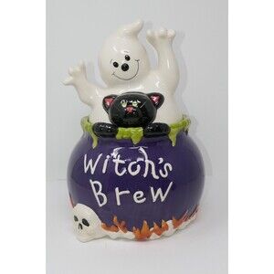 David's Cookie Ceramic Witch’s Brew Cookie Jar Ghost Halloween Seasonal